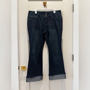 Women's Dark Blue Jeans bootcut regular fit cuffed size 14